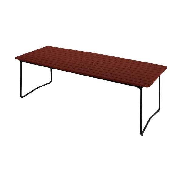 Grythyttan Stålmöbler B31 dining table Dark red lacquered oak-black steel base, 230x92 cm