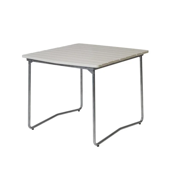 Grythyttan Stålmöbler B31 dining table White lacquer oak-hot-dip galvanized stand
