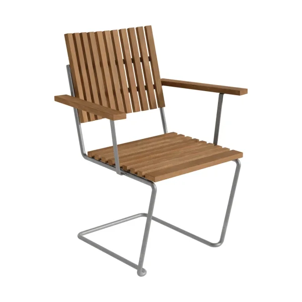 Grythyttan Stålmöbler Bovik armchair Teak-warm galvanized frame