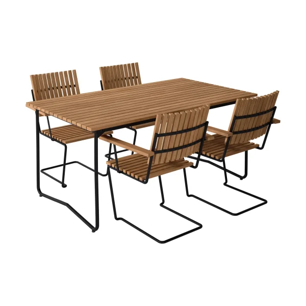 Grythyttan Stålmöbler Bovik table + 4 chairs, teak-black