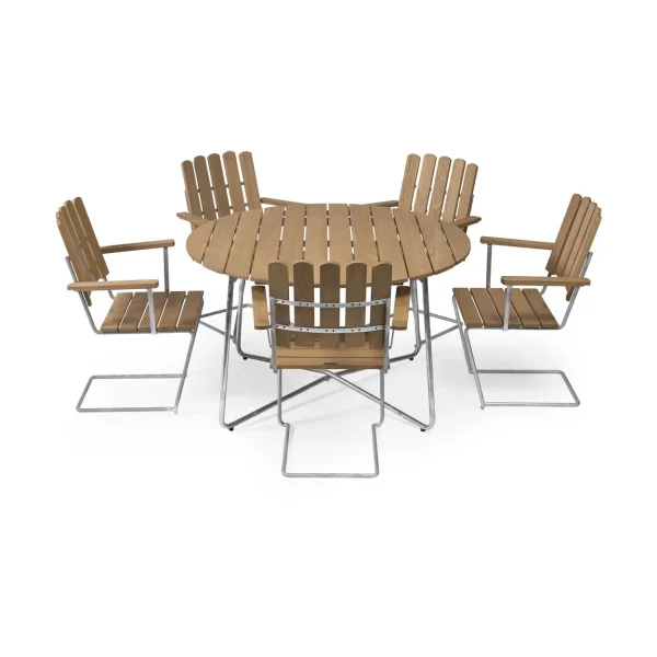 Grythyttan Stålmöbler Grythyttan dining set oak 9A Ø120cm + 5pc A2 Grythyttan dining set oak 9A Ø120cm + 5pc A2