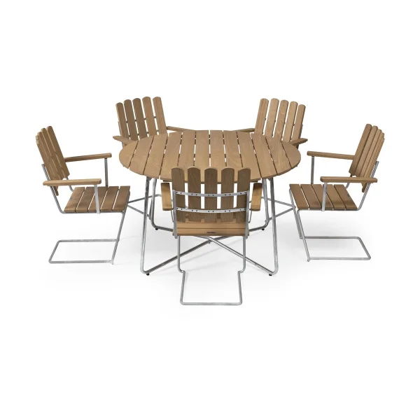 Grythyttan Stålmöbler Grythyttan dining set oak 9A Ø120cm + 5pc A2