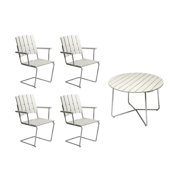 Grythyttan Stålmöbler Grythyttan dining set white 9A Ø100cm + 4pcs A2 Grythyttan dining set white 9A Ø100cm + 4pcs A2