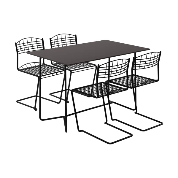 Grythyttan Stålmöbler High tech table 110 cm + 4 High tech chairs, black