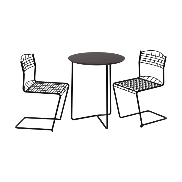 Grythyttan Stålmöbler High tech table Ø60 cm + 2 High tech chairs, black