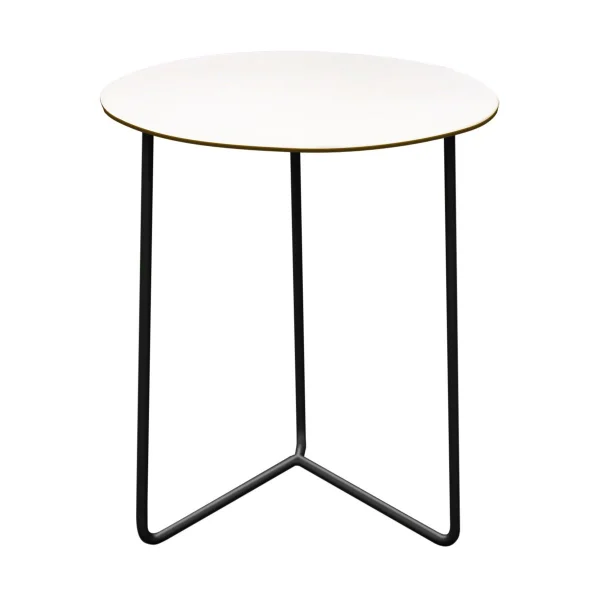 Grythyttan Stålmöbler High Tech table ø60 cm White compact laminate-black