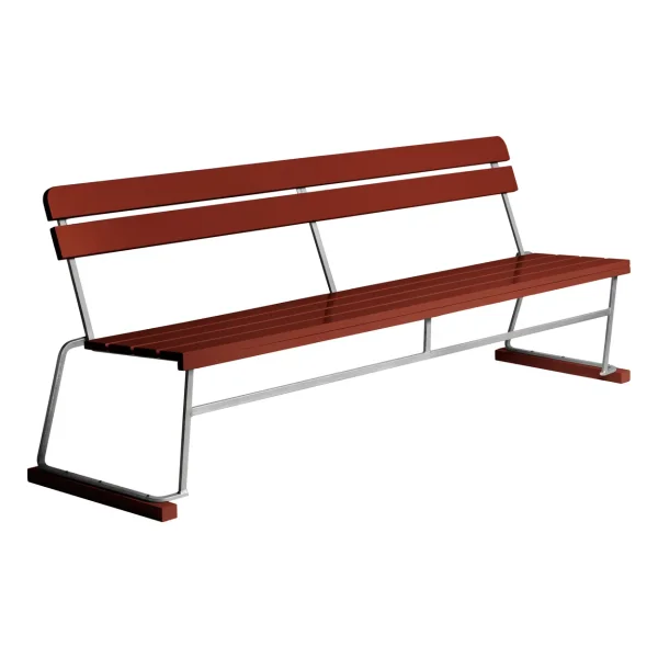 Grythyttan Stålmöbler Soffa 5 sofa Dark red lacquered oak-warm galvanised frame