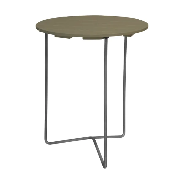 Grythyttan Stålmöbler Table 6B table Light green oak-hot-dip galvanized stand, Ø60 cm