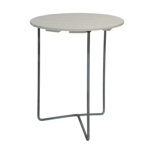 Grythyttan Stålmöbler Table 6B table White lacquered oak-galvanized legs, Ø60 cm