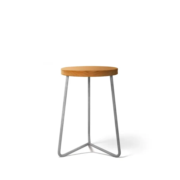 Grythyttan Stålmöbler V-1 stool Teak-hot-dip galvanized steel stand, 45 cm
