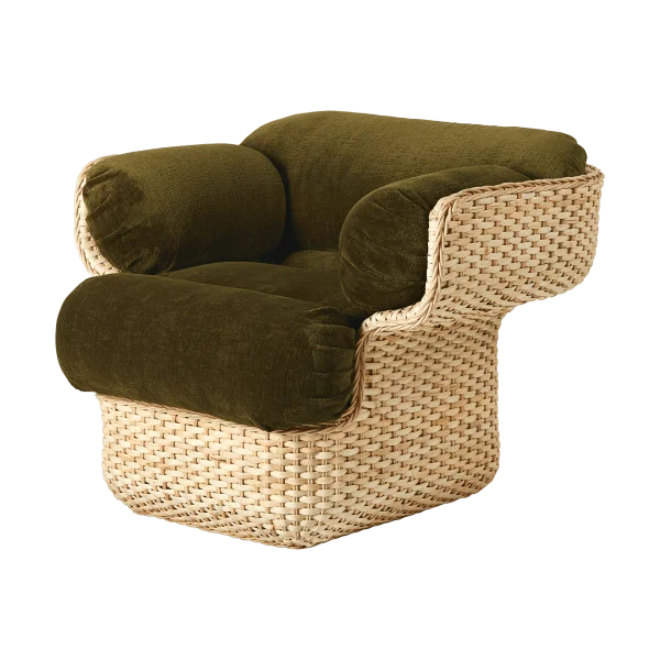 GUBI Basket lounge chair fully upholstered Mumble Glamour Group 40-rattan