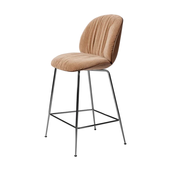 GUBI Beetle Soft barstool 65 cm front-upholstered Belsuede Dedar 132-lacquered walnut-black chrome