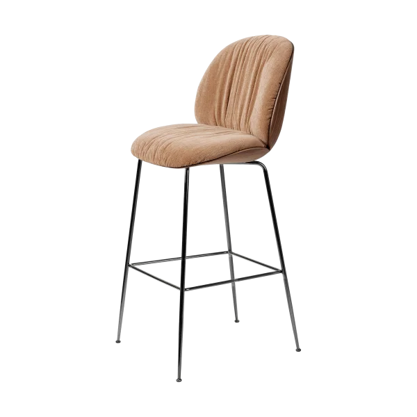 GUBI Beetle Soft barstool 75 cm front-upholstered Belsuede Dedar 132-lacquered walnut-black chrome