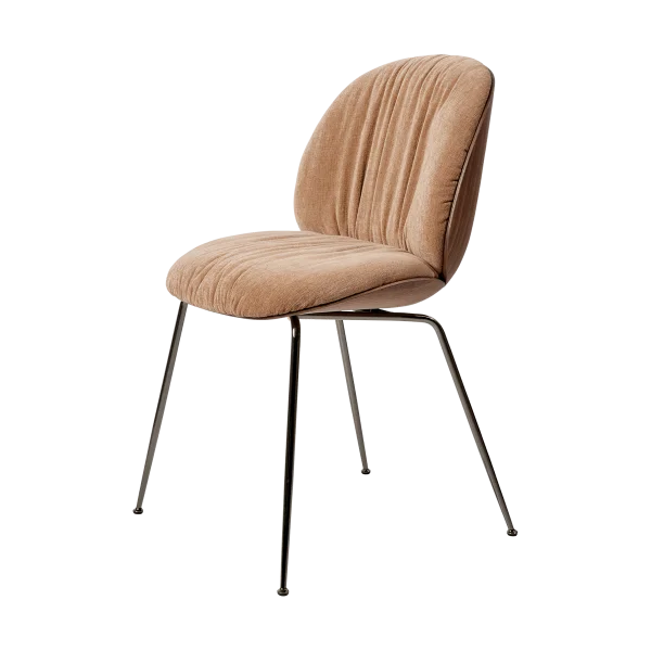 GUBI Beetle Soft chair front-upholstered Belsuede Dedar 132 - matt lacquered walnut-black chrome