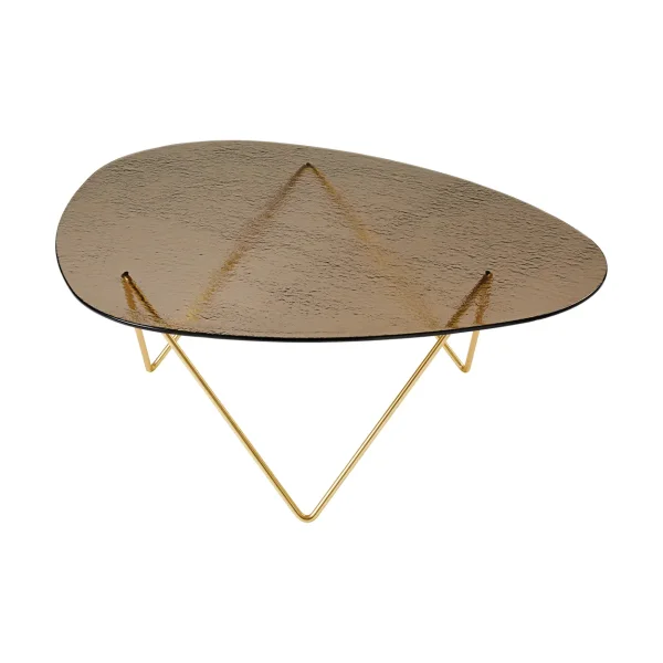 GUBI Pedrera sofa table Semi-matte brass–structured glass bronze