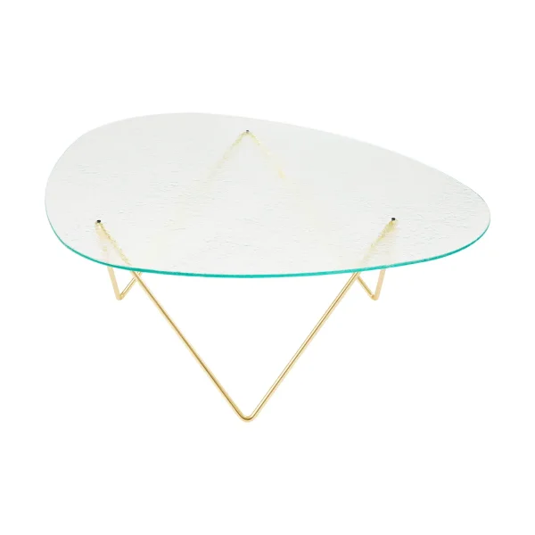 GUBI Pedrera sofa table Semi-matte brass–structured glass transparent