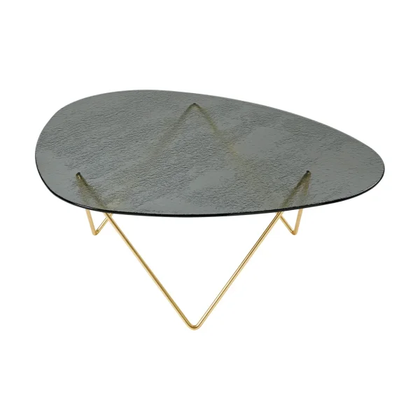 GUBI Pedrera sofa table Semimatt brass-structured glass smoke