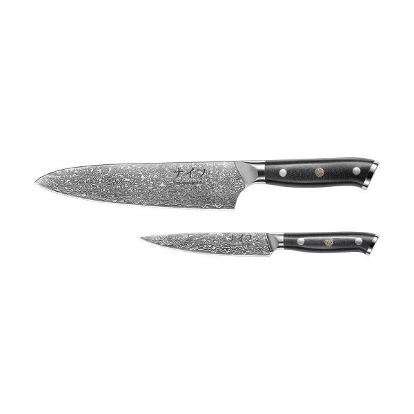 Hâws Damascus by Hâws kitchen & utility knife set 2 pieces Black-stainless steel