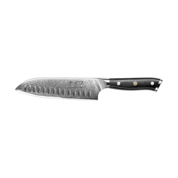 Hâws Damascus By Hâws santoku knife 32 cm Black-stainless steel