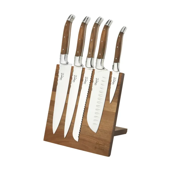 Hâws Laguiole By Hâws knife set with block 6-piece Olive