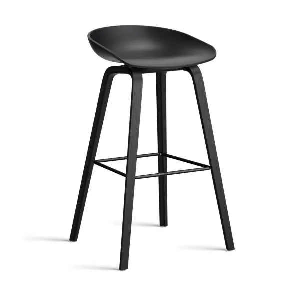 HAY About a Stool AAL32 High 2.0 bar stool black oak base Black-black steel footrest