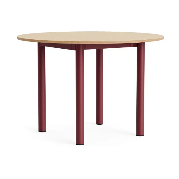 HAY Annex Round dining table Lacquered oak-child red aluminium, Ø110 cm