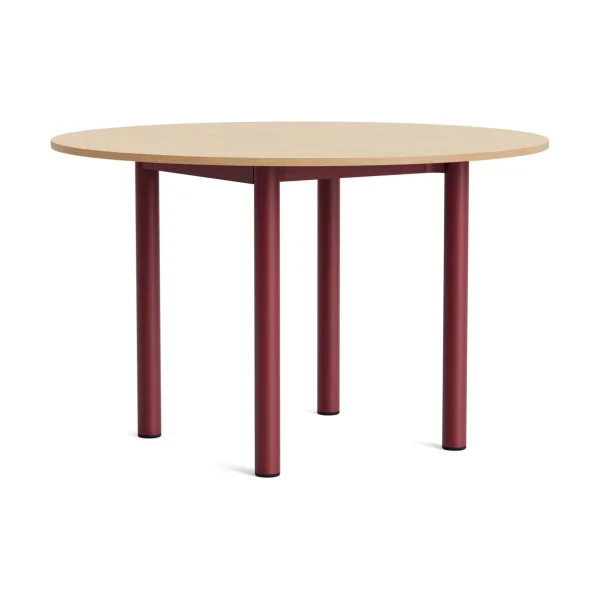 HAY Annex Round dining table Lacquered oak-child red aluminium, Ø120 cm