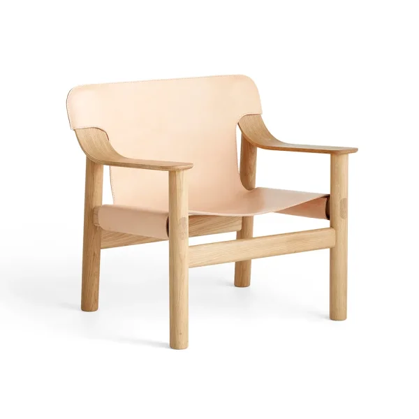 HAY Bernard lounge chair leather Nature, water-based lacquered oak frame