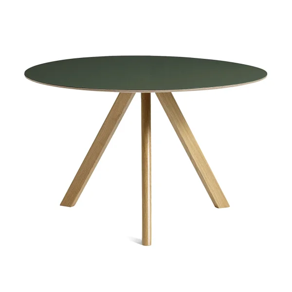 HAY CPH20 2.0 dining table Ø120 cm Green linoleum-lacquered oak