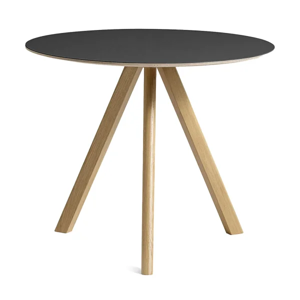 HAY CPH20 2.0 dining table Ø90 cm Black linoleum-lacquered oak