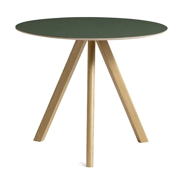 HAY CPH20 2.0 dining table Ø90 cm Green linoleum-lacquered oak