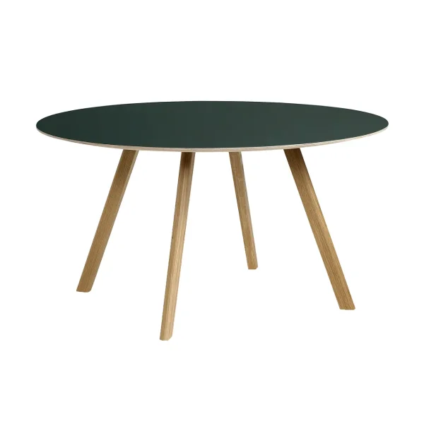 HAY CPH25 2.0 dining table Ø140 cm Green linoleum-lacquered oak