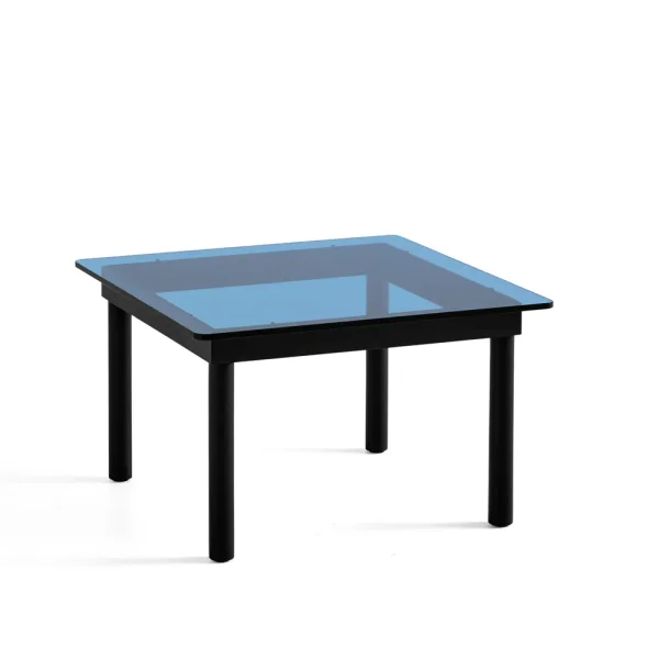 HAY Kofi coffee table Black oak-glass top-blue-tinted-W60 cm