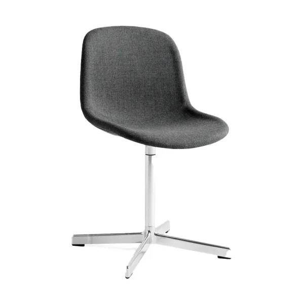 HAY Neu 10 Upholstery chair Remix 163 grey, swivel base in aluminium