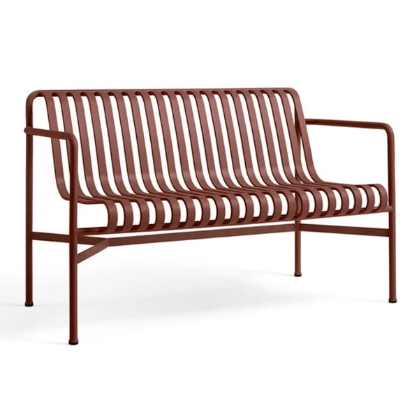 HAY Palissade Dining bench with armrests Iron red