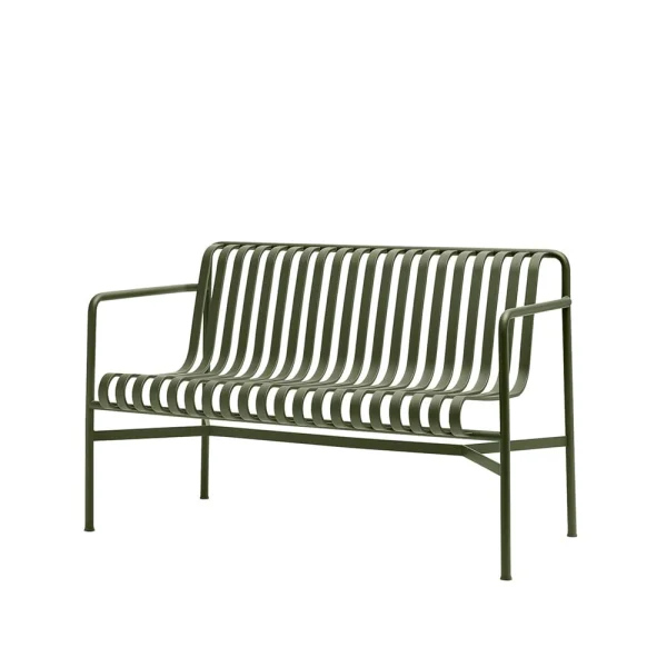 HAY Palissade Dining bench with armrests Olive
