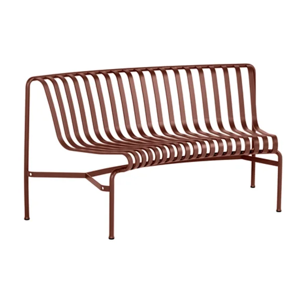 HAY Palissade Dining park bench with curved back Iron red