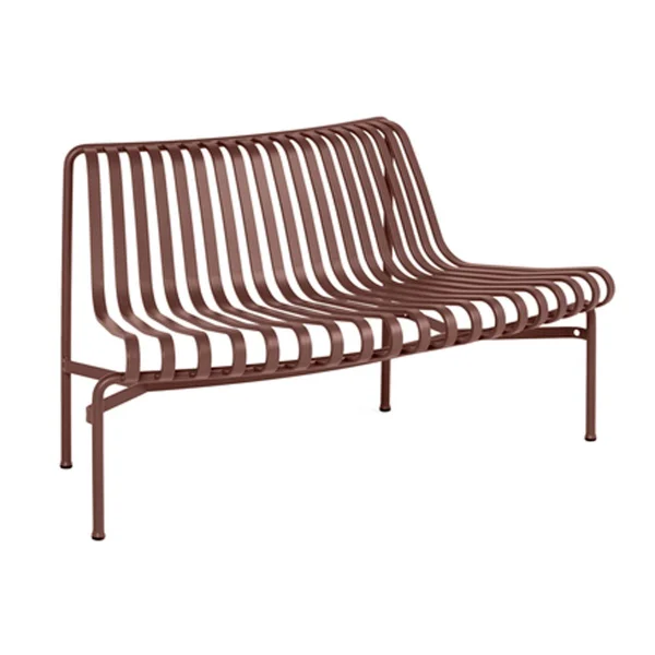 HAY Palissade Dining park bench with flared back Iron red