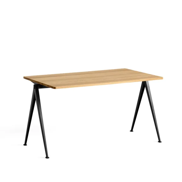 HAY Pyramid 01 desk Oak clear lacquered-140x75 cm-black steel frame