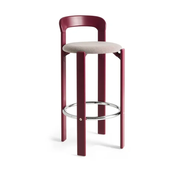 HAY Rey bar stool upholstered 75 cm Steelcut Trio 416-grape red