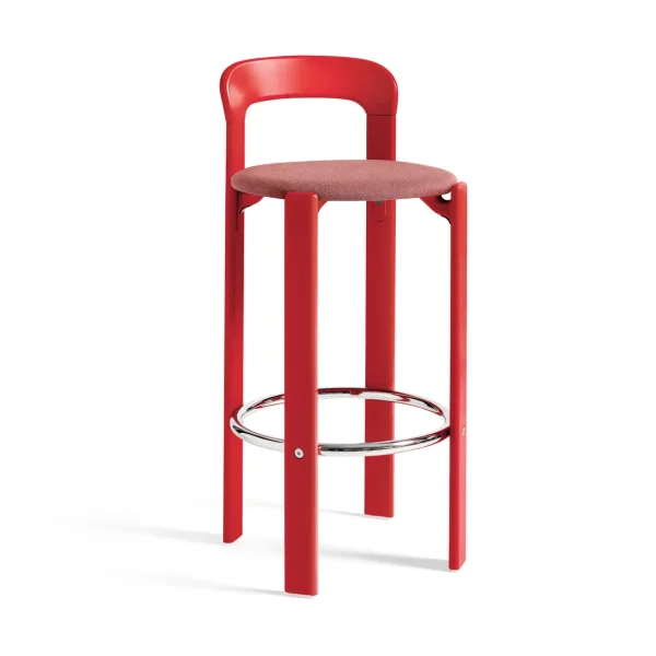 HAY Rey bar stool upholstered 75 cm Steelcut trio 636 scarlet red