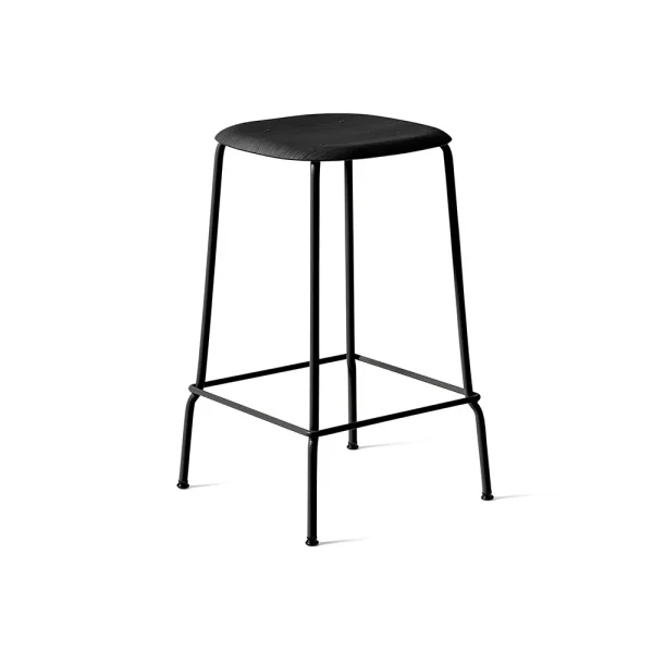 HAY Soft Edge 30 Low bar stool Black oak-black steel frame