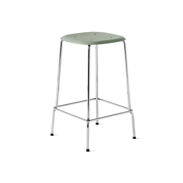 HAY Soft Edge 30 Low bar stool Dusty green- chrome frame