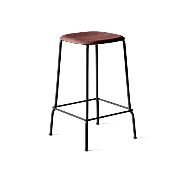 HAY Soft Edge 30 Low bar stool Fall red, black steel frame