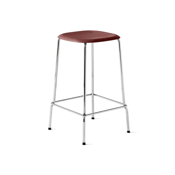 HAY Soft Edge 30 Low bar stool Fall red, chrome frame