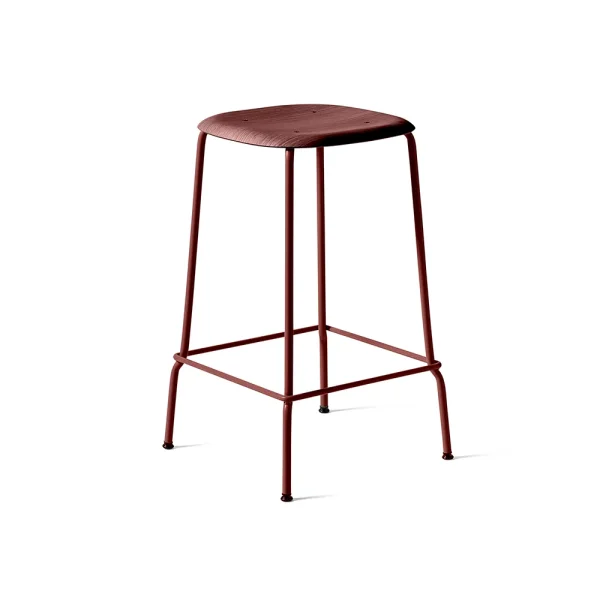 HAY Soft Edge 30 Low bar stool Fall red, fall red steel frame