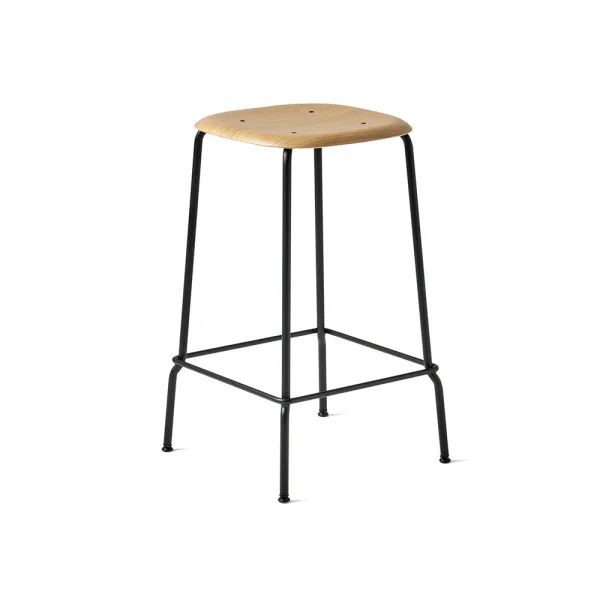 HAY Soft Edge 30 Low bar stool Oak-black steel frame