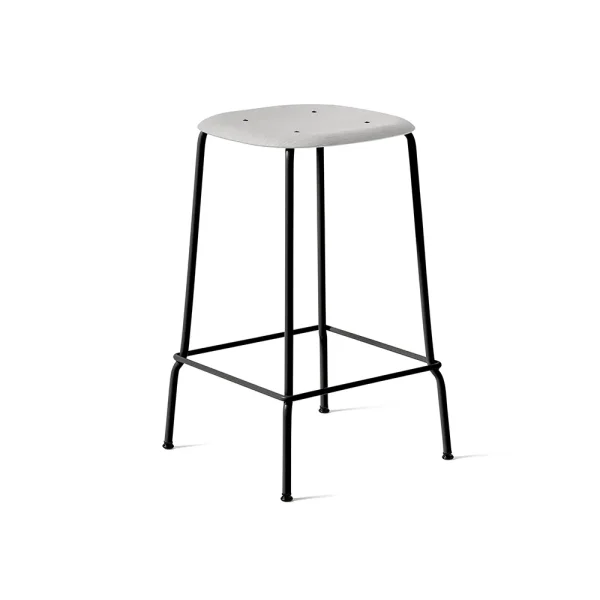 HAY Soft Edge 30 Low bar stool Soft grey, black steel frame