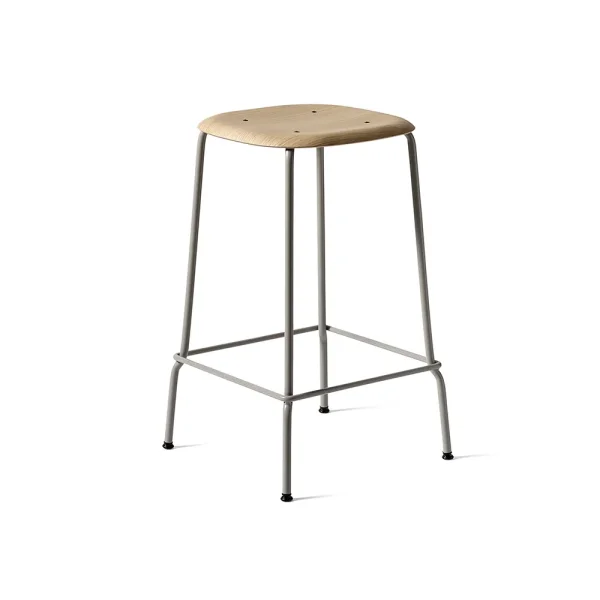 HAY Soft Edge 30 Low bar stool Soft grey, chrome frame