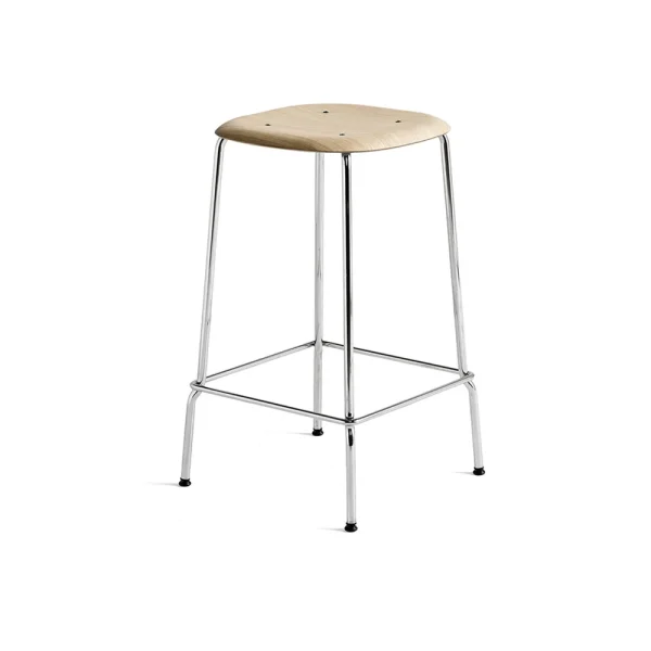HAY Soft Edge 30 Low bar stool Water-based lacquered oak-chrome